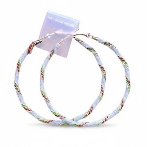 NWT ORO LAMINADO Hoop Statement Earrings 14K Gold Filled Holiday Large Twisted